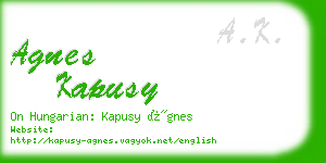agnes kapusy business card